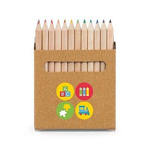Caixa de cartão com 12 mini lápis de cor Cartão