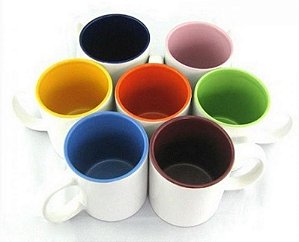 Caneca Cerâmica Interior Colorida 325 ml