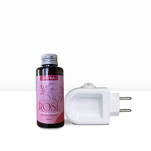 Kit Difusor Branco Elétrico de Plastico + Essência Rose 100ml