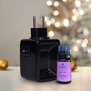 Kit Natal – Aromatizador de Porcelana Preto + Óleo Natural 10ml