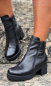 Bota combat classic jess calçados em couro preto zipper