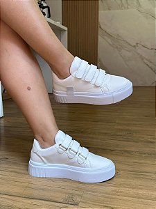 Tênis Drop Velcro Branco Solado Plataforma