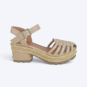 Sandália Bloquinho Aranha Julia Em Couro Nude