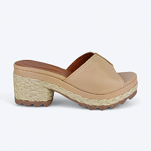 Tamanco Bloquinho Karina em Couro Nude