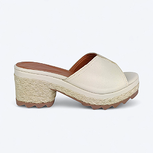 Tamanco Bloquinho Karina em Couro Off White