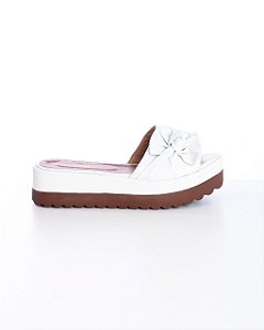 Tamanco Flatform Branco Lacinho