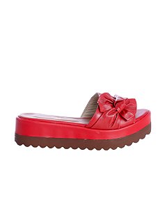 Tamanco Flatform Vermelho Lacinho