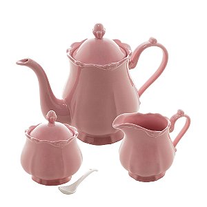 Jogo 03 Peças para Chá ou Café Porcelana Fancy Rosé 17749