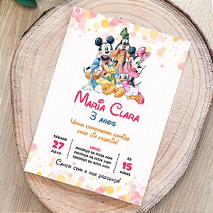 Convite Mickey e Minnie impresso 10x14cm