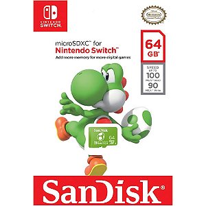 Cartão de Memória Micro SDXC 64GB Yoshi Nintendo Switch - Sandisk