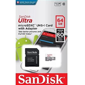 Cartão de Memória Micro SD Ultra Classe 10 64GB - Sandisk