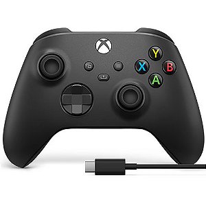 Controle Sem Fio Xbox Series S/X /PC + Cabo USB Carbon Black - Microsoft