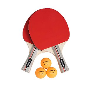 Kit Ping Pong 2 Raquetes + 3 Bolinhas 3 Estrelas – Atrio ES389