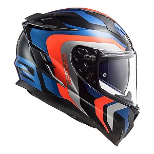 CAPACETE LS2 CHALLENGER FF327 GALACTIC BLUE/FLUO ORG