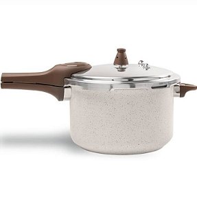 Panela de pressao Ceramiclife de 6.8 litros , fundo para fogao de induçao , Brinox , com 4 dispositos de segurança, cor granada
