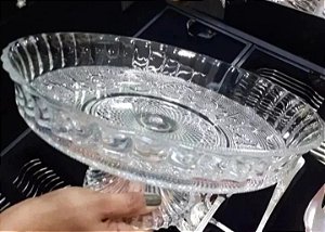 Centro de mesa com 30 cm de diâmetro, vidro lapidado