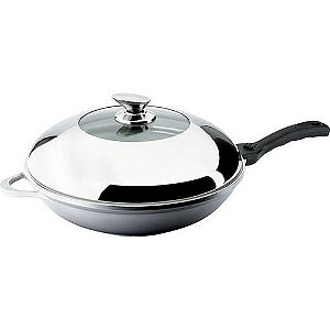 Panela Wok Hercules com Alças Cinza - 32cm