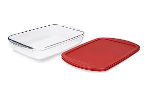 Assadeira Retangular Com Tampa Cheff 4,5L Brinox 40,8X27,2X7,2CM 5L - Vermelho Brinox