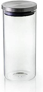 Pote Hermético Transparente De Borossilicato Com Tampa Inox 1.3l Mimo Style