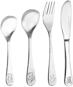 Jogo de Talheres Infantis Bear 4 Peças Mimo Style Prata