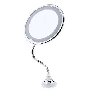 Espelho Led 360 Flexível 10x Aumento Ventosa Maquiagem Barba