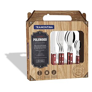 Conjunto De Garfos Para Churrasco Tramontina Em Aço Inox Com Cabo Castanho  Polywood 6 Peças 21198916