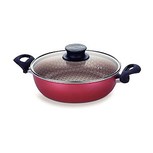 Fritadeira Multiuso Tramontina Paris em Alumínio com Revestimento Antiaderente Starflon Max Vermelho com Tampa de Vidro 26 cm 3,6 L