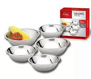 Conjunto de Bowls em Inox 5 Peças Class Home