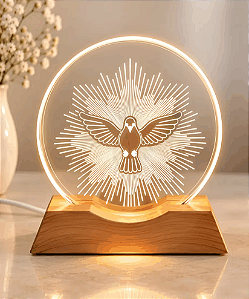 Este abajur com tema Divino Espírito Santo LED