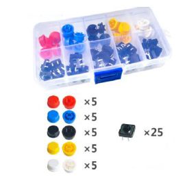 Kit Push Buttons com Capas Coloridas - 25 unidades
