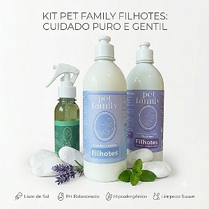 FILHOTES E PELES SENSÍVEIS - Shampoo + Creme Condicionador + Colônia Baby Pet Family