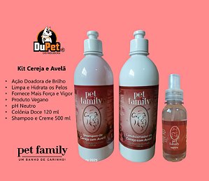 CEREJA E AVELÃ - Shampoo + Condicionador + Colônia Nashira 120 ml Pet Family