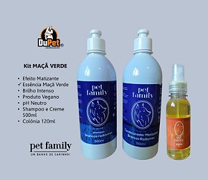 BRANQUEADOR MATIZANTE - Shampoo + Creme Condicionador + Colônia Maçã Verde Pet Family