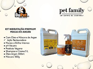 MAGIA DO ARGAN - Shampoo + Condicionador + Máscara + Óleo Hidratação Pet Family