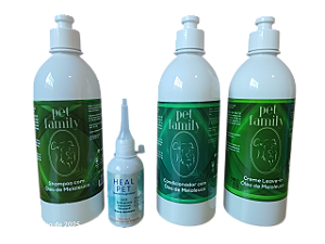 PRODUTOS PET COMPLETO PREVENTIVO DE DERMATITES, COCEIRAS E IRRITAÇÕES DE PELE - 4 ÍTENS