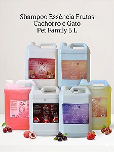 Shampoo Essência Frutas Cachorro e Gato Pet Family 5 L - escolha variação