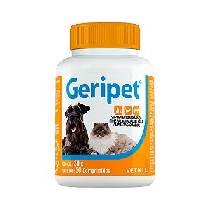 GERIPET - Suplemento Mineral Para Pet/Cão/Gato - Vetnil 30 Comprimidos