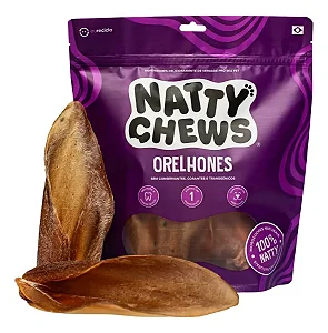 Orelhones Natty Chews - 3 Un Orelha Bovina Petisco Pet Natural