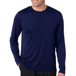 Camiseta Manga Longa de Algodão Premium Azul Marinho