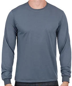 Camiseta Manga Longa de Algodão Premium Cinza Chumbo