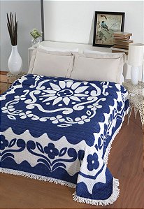 Colcha Casal Chenille Jolitex 220x240 cm Florida Azul