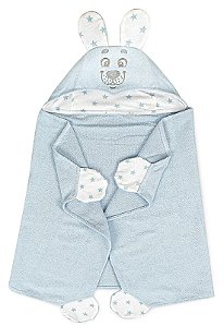 Toalha Banho Com Capuz Sofisticata Baby Amigo Urso Azul