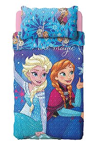 Kit Colcha Bouti Frozen Lepper c/ porta travesseiro