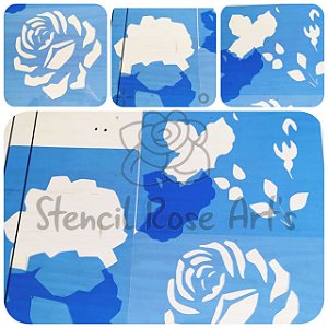 SRA-624 KIT STENCIL ROSA SOBREPOSIÇÃO PARA COLCHA/PAREDE - 30X40 CADA PARTE