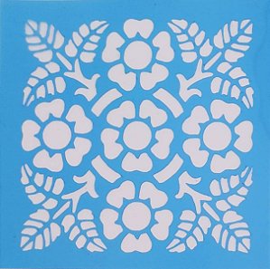 SRA-837 - ESTAMPARIA FLORES E FOLHAS - 14x14
