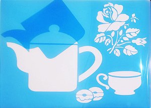 SRA-850 BULE, XICARA, ROSA E BISCOITOS - 30X40