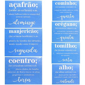 SRA-1047 KIT 7 STENCILS SEMANINHA MINIMALISTA COM TEMA TEMPEROS - 27X20 CADA STENCIL