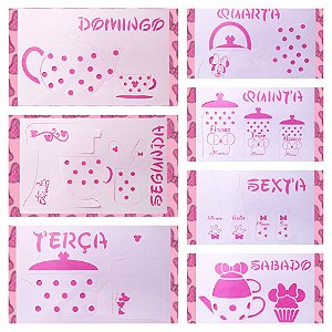 SRA-1169 SEMANINHA COZINHA DA MINNIE - 32X21 CADA STENCIL