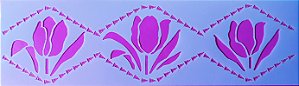 SRA-1334 - MOLDURA PARA TOALHA - BORDADO COM TULIPAS