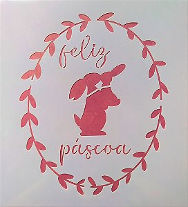 SRA-1345 MOLDURA COELHO E FRASE FELIZ PASCOA - 25X27